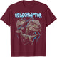 Velociraptor Vintage 90s Heavy Metal Retro Dinosaur Lover T-Shirt - T-Shirt | Maroon