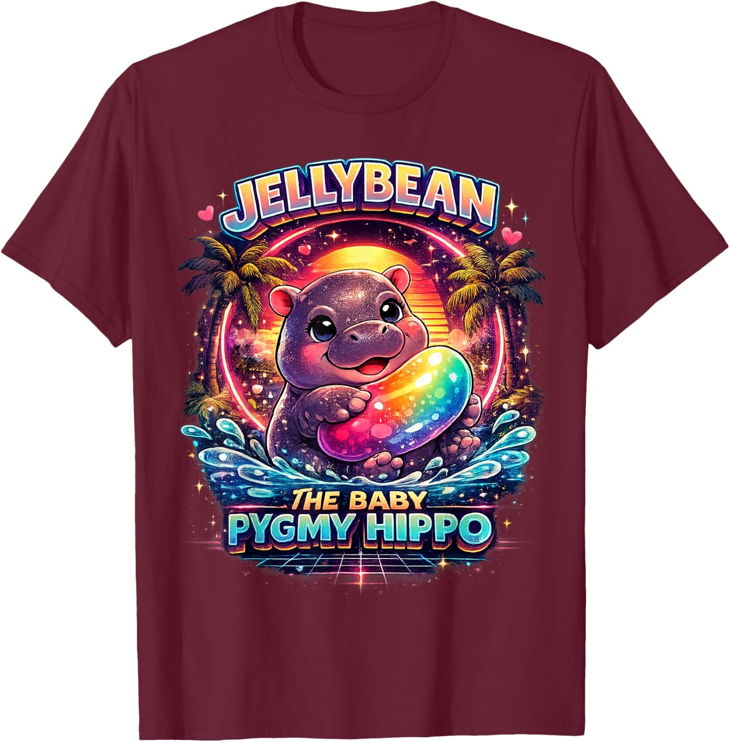 Jellybean Baby Pygmy Hippo T-Shirt - T-Shirt | Maroon