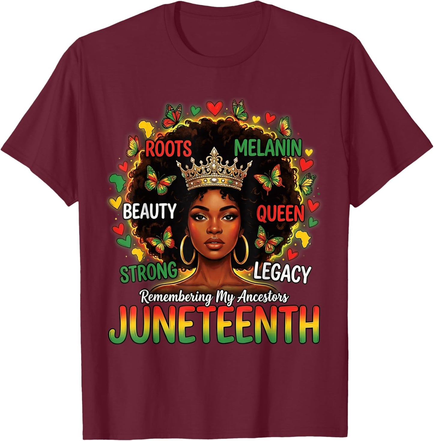 Juneteenth Remembering My Ancestors Black Women Juneteenth T-Shirt - T-Shirt | Maroon