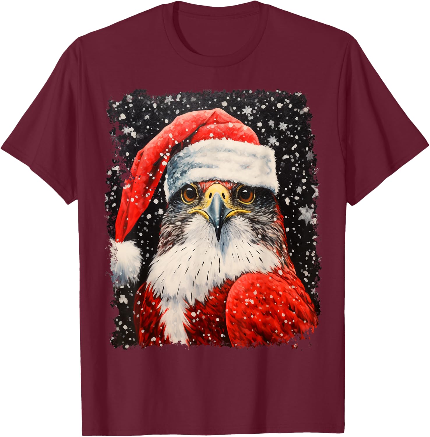 Noah&Friends Falcon Red Christmas Cartoon T-Shirt - T-Shirt | Maroon