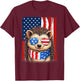 Hedgehog US America Flag Men Women 4th of July Patriotic T-Shirt - T-Shirt | Maroon
