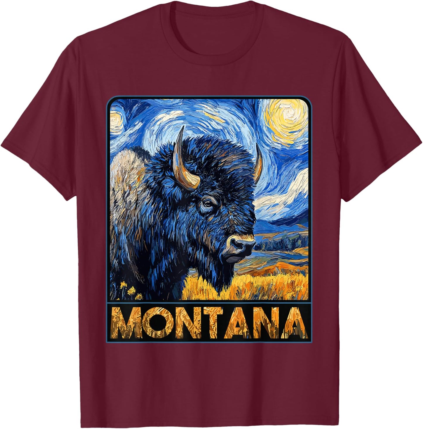 Bison Montana T-Shirt - T-Shirt | Maroon