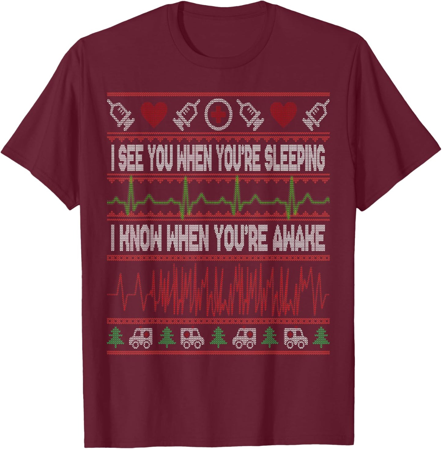 Tachy Nurse Ugly Christmas Sweater Doctor Medical T-Shirt - T-Shirt | Maroon