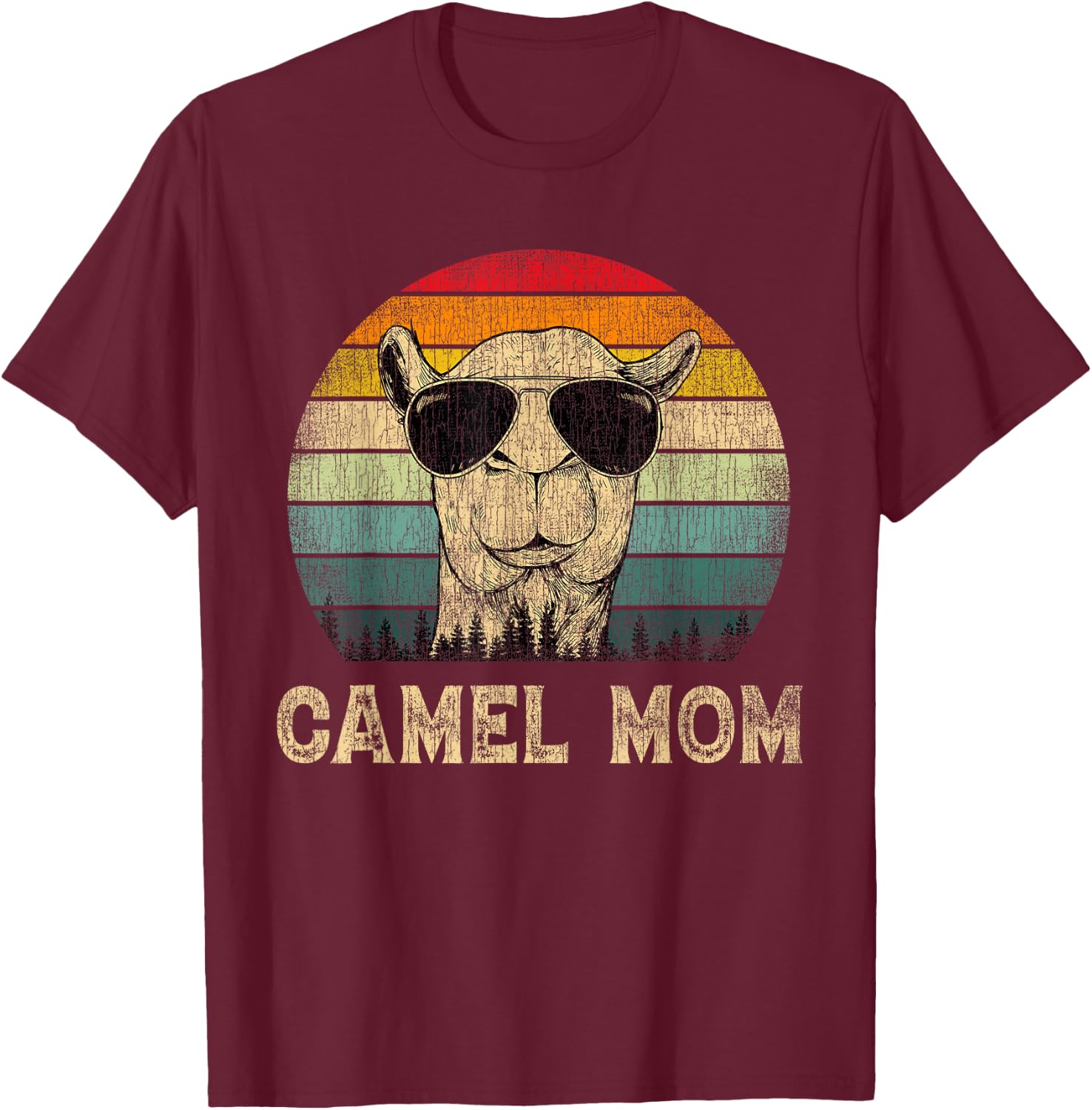 Vintage Camel Mom Camel Lovers Mommy Mother's Day T-Shirt - T-Shirt | Maroon
