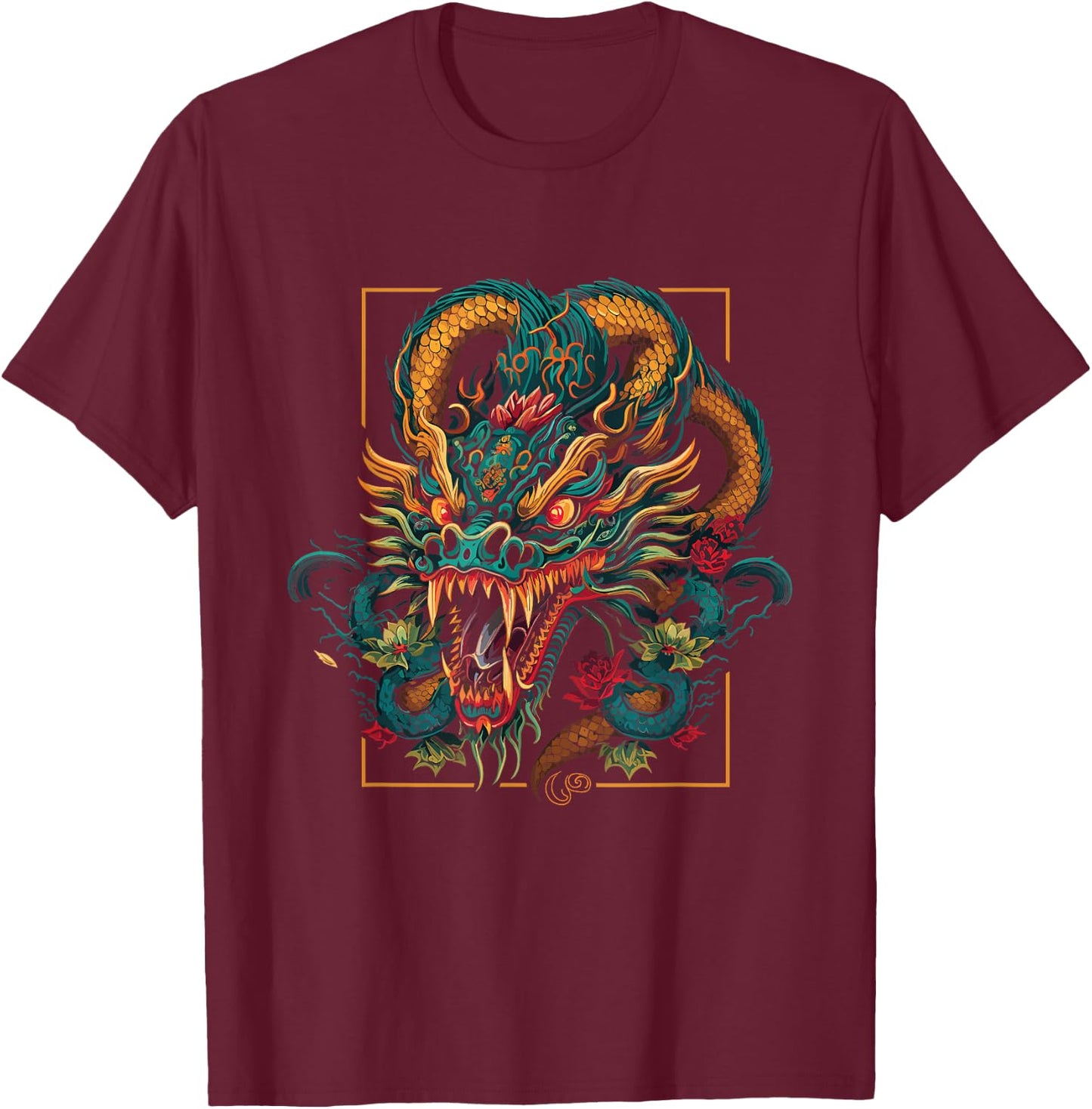 Colorful Chinese Dragon | 2024 New Year Of The Dragon T-Shirt - T-Shirt | Maroon
