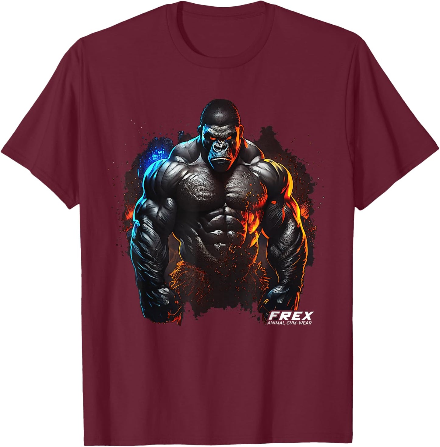 FREX Animal Gym-Wear Gorilla Affe Damen Bodybuilding Workout Motivations- Schwarz Kurzarm S EU 34/36 T-Shirt - T-Shirt | Maroon