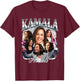 Kamala Harris 2024 For President Pink Bootleg Style T-Shirt - T-Shirt | Maroon