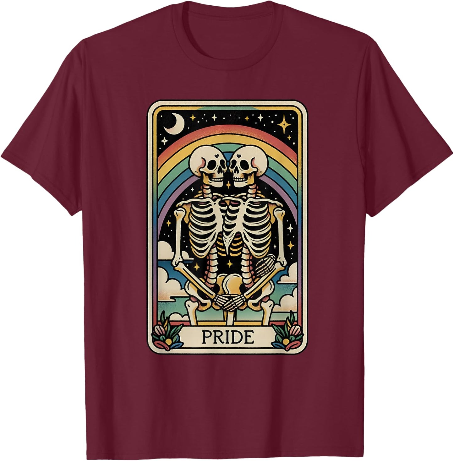 Pride Skeleton Couple LGBT Lesbian Gay Bisexual Transgender T-Shirt - T-Shirt | Maroon