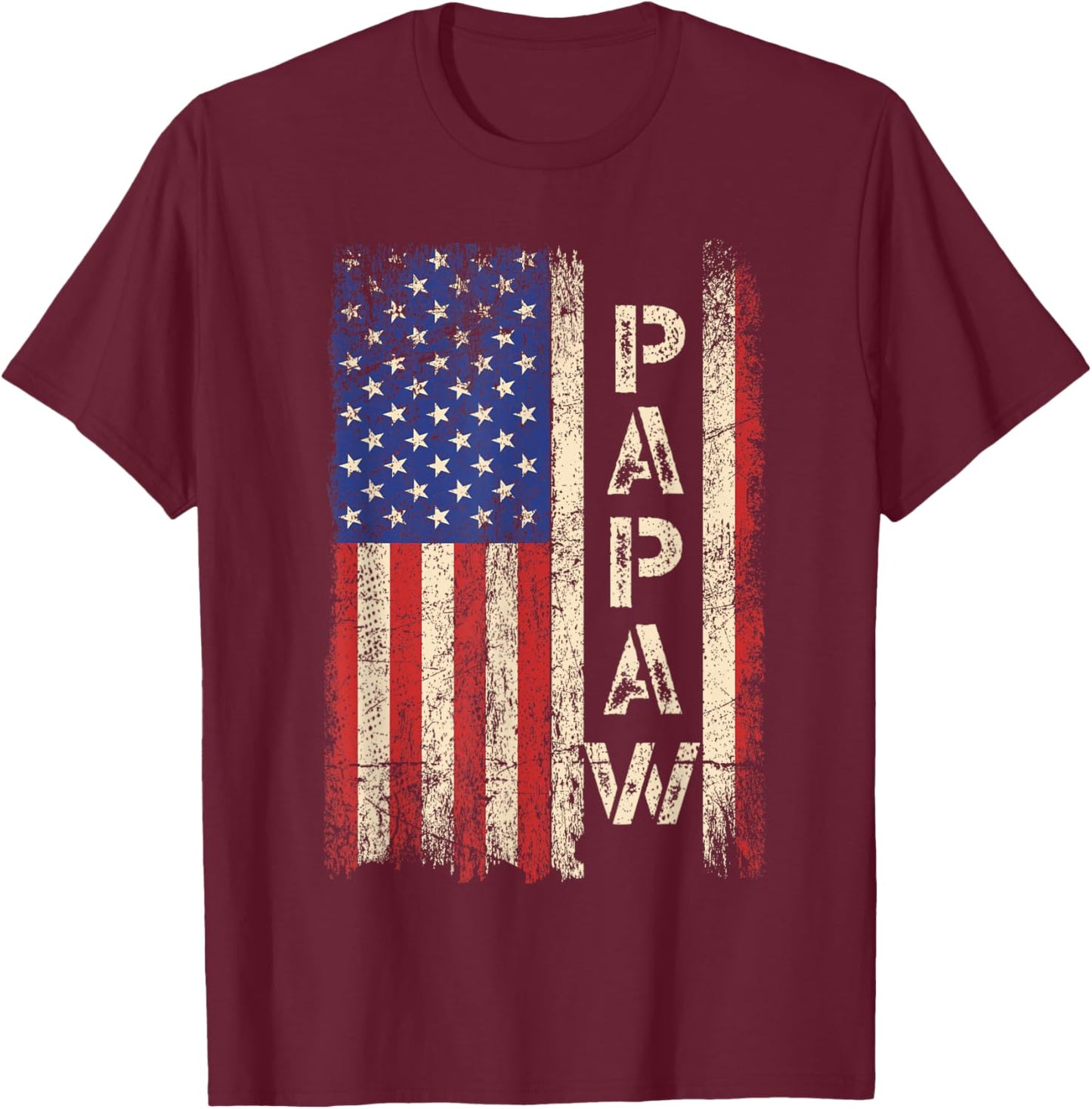 Papaw Grandpa US American Flag Shirt Grandfather Day T-Shirt - T-Shirt | Maroon