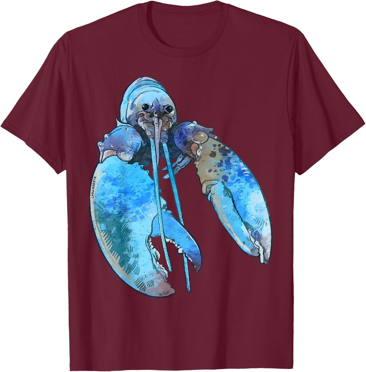 Funny Jumpscare Lobster Meme Blue Crustacean T-Shirt - T-Shirt | Maroon