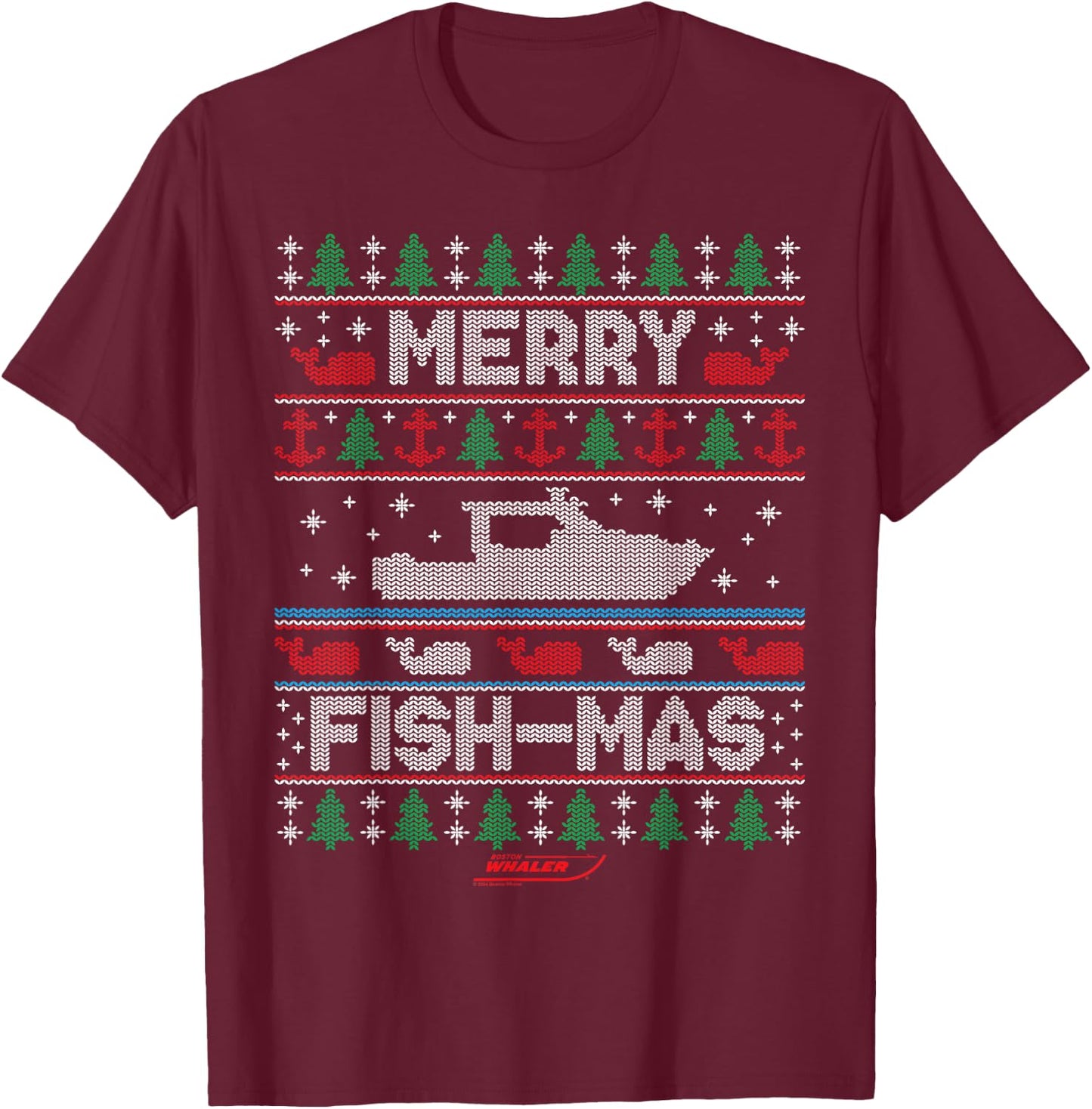Christmas On a Whaler T-Shirt - T-Shirt | Maroon