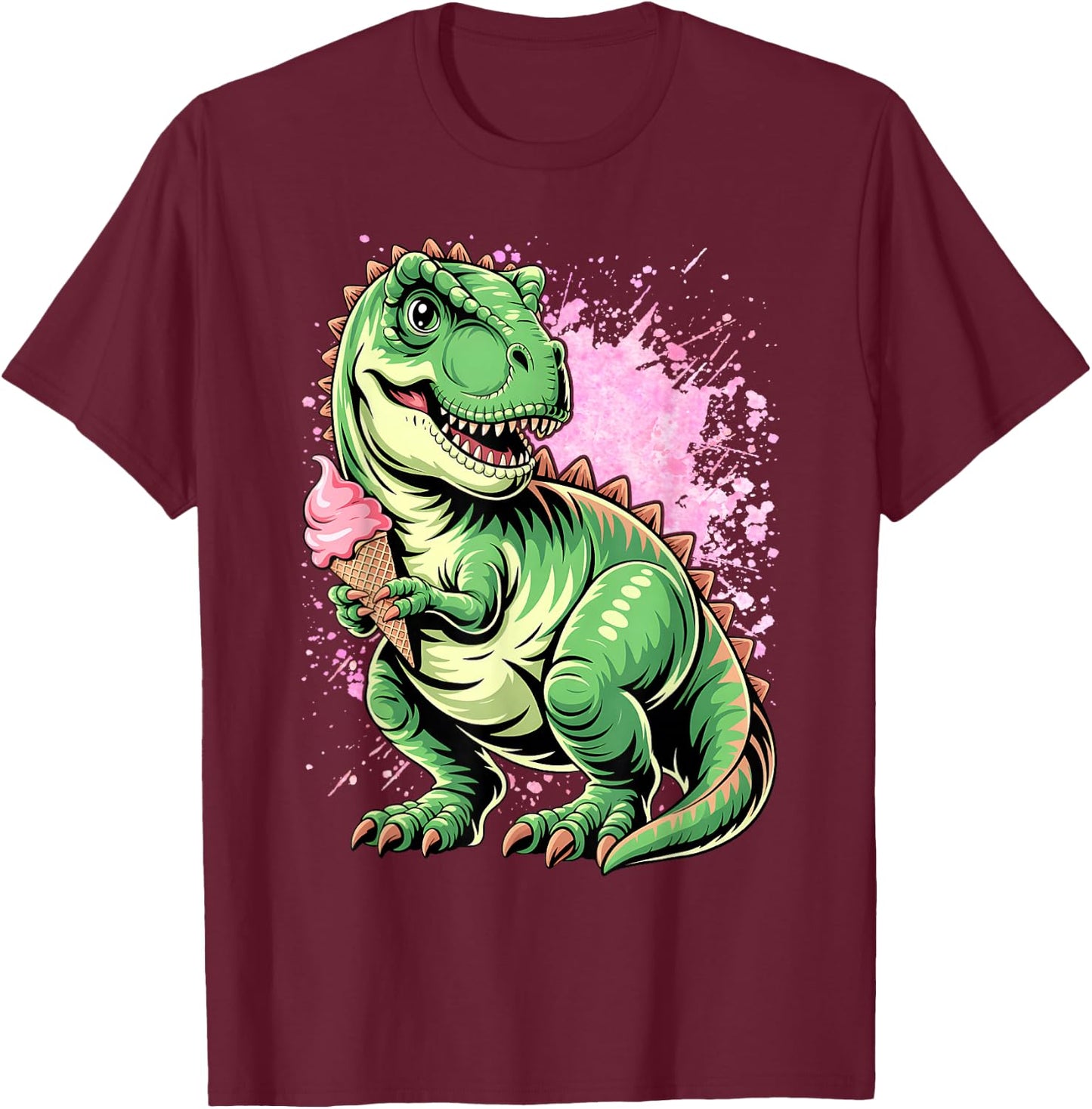 Ice Cream Dinosaur Brontosaurus Delicious Icecream Dino T-Shirt - T-Shirt | Maroon