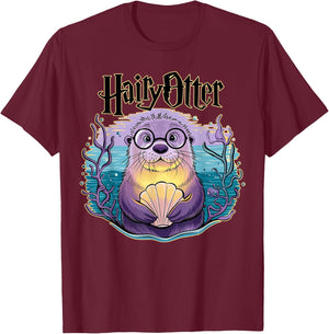 Christmas Lover Hairy Otter Funny Cute Kawaii Christmas Otter -Adults - Black, Small T-Shirt - T-Shirt | Maroon