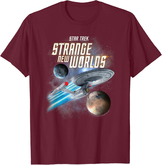 Star Trek Strange New Worlds Enterprise , black T-Shirt - T-Shirt | Maroon