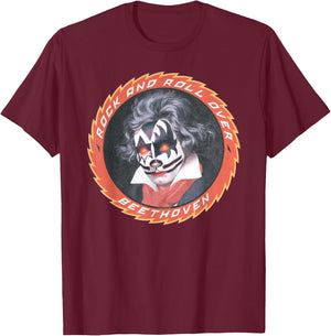 KISS Beethoven , Black, Small, -Adults, Short Sleeve, , Classic Fit, Cotton 65% Polyester 35% T-Shirt - T-Shirt | Maroon