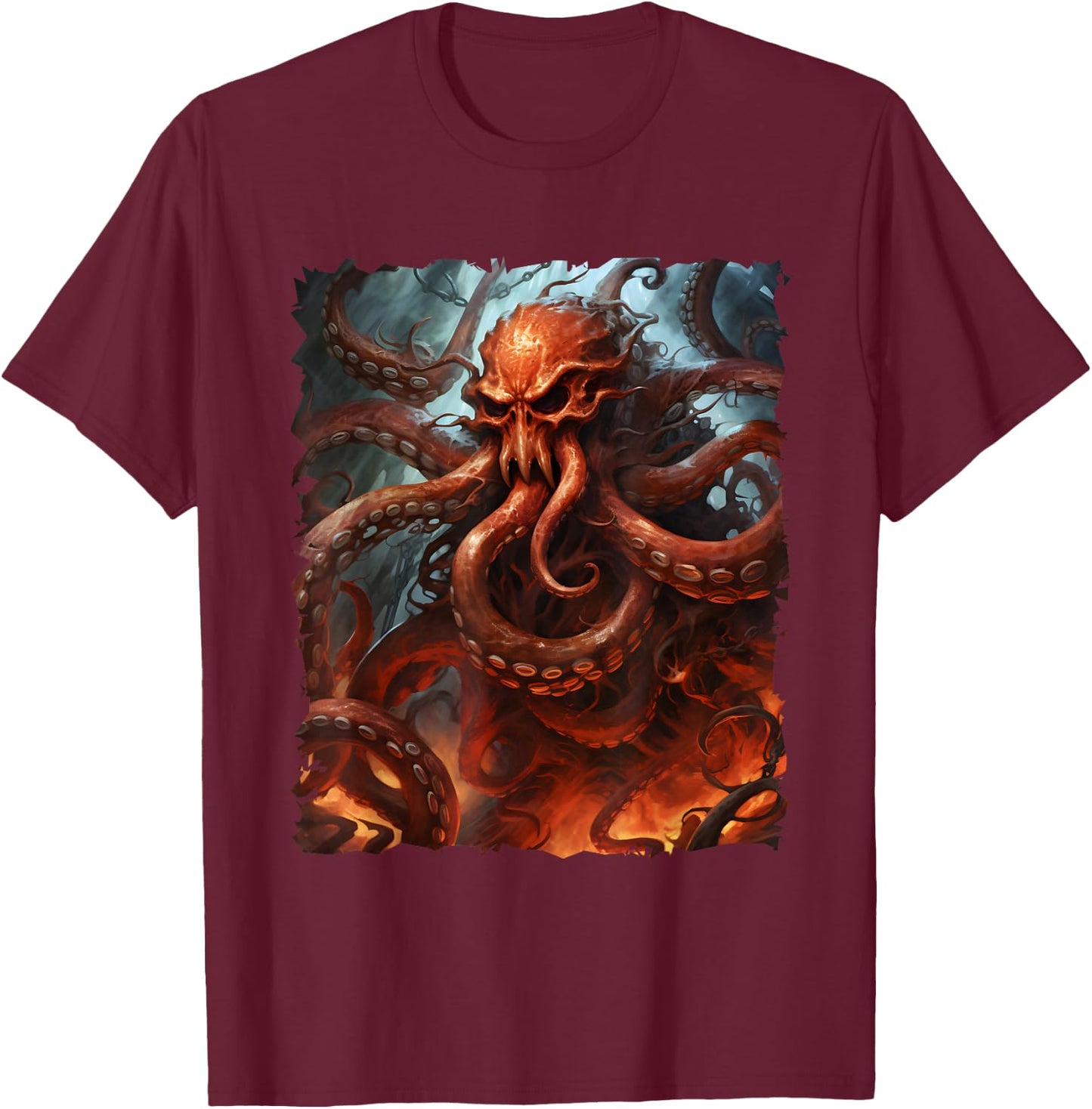 Giant Red Octopus Kraken with Tentacles Sea Monster T-Shirt - T-Shirt | Maroon