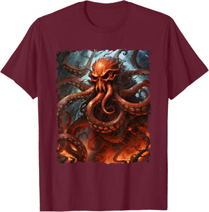 Giant Red Octopus Kraken with Tentacles Sea Monster T-Shirt - T-Shirt | Maroon