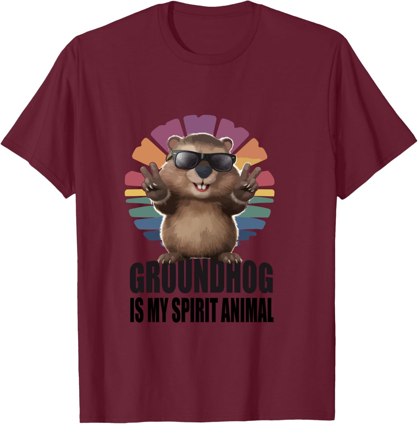 Groundhog Is My Spirit Animal - Cute Groundhog Day Groundhog T-Shirt - T-Shirt | Maroon