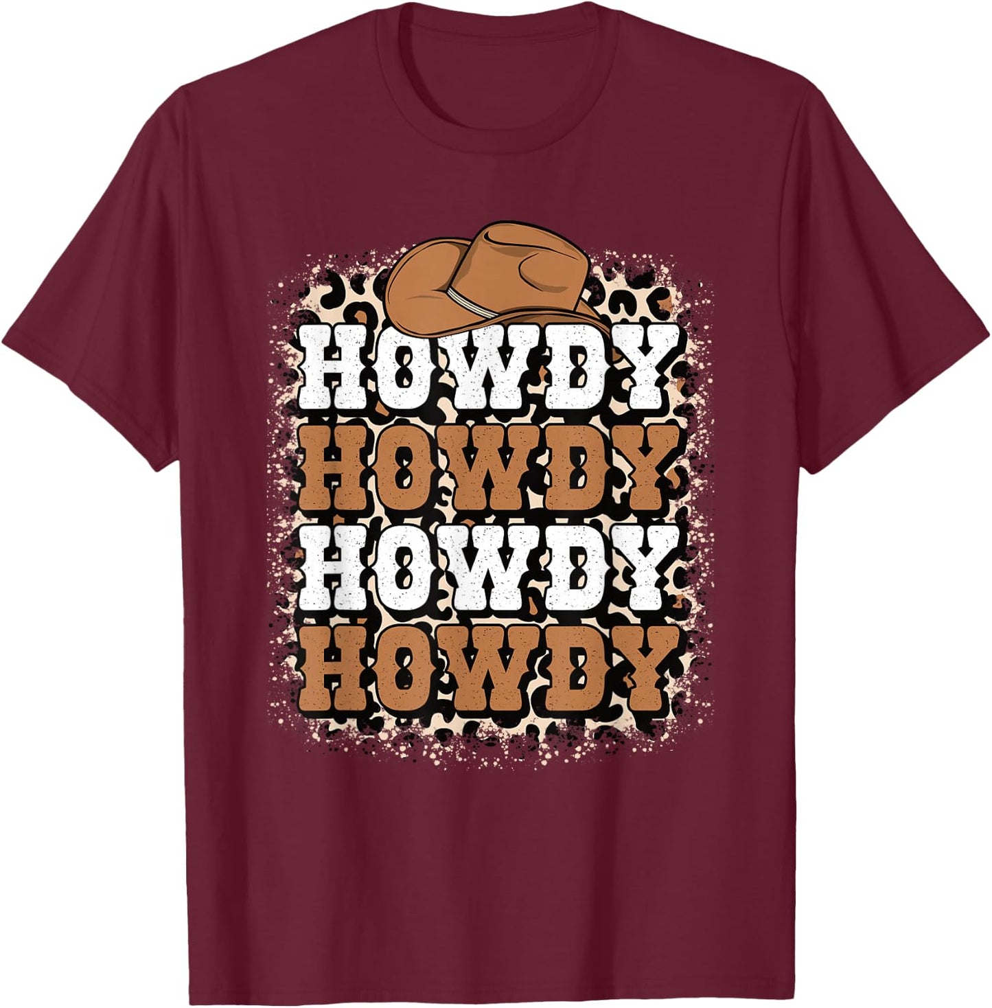 Howdy Western Country Cowgirl Cowboy Texas Rodeo T-Shirt - T-Shirt | Maroon