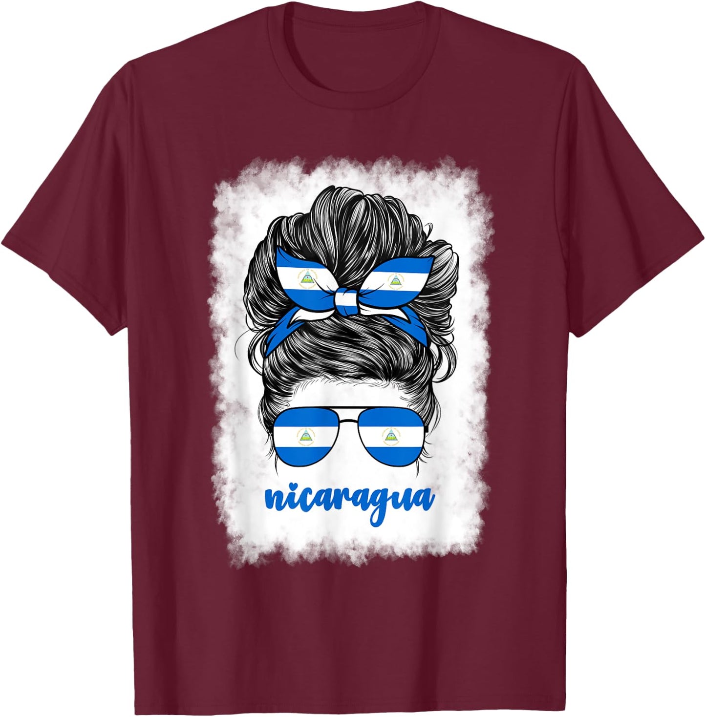 Nicaraguan Girl Woman Nicaragua Flag Nicaraguense T-Shirt - T-Shirt | Maroon