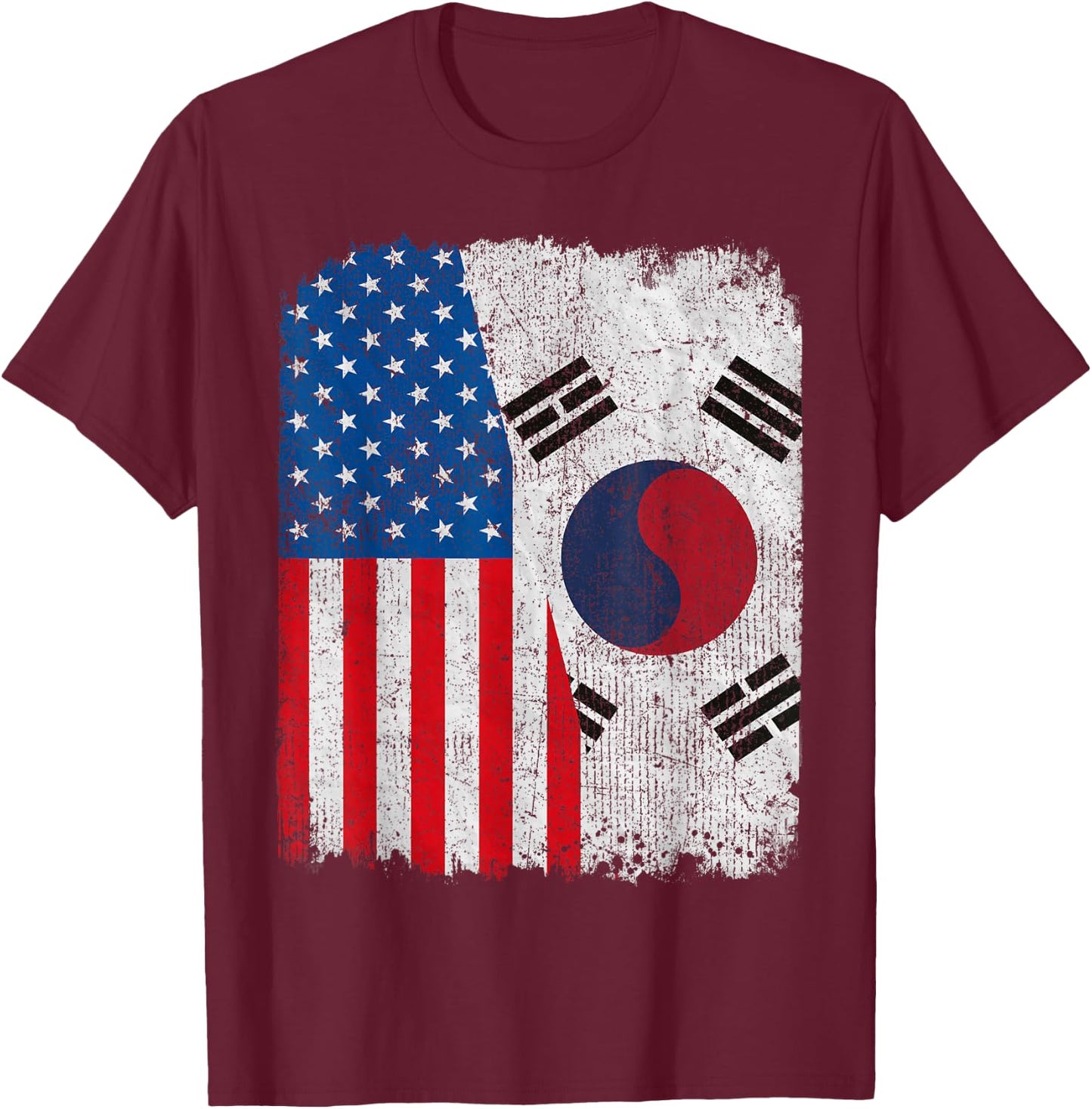 South Korean American Flag Half USA South Korea Root Proud T-Shirt - T-Shirt | Maroon