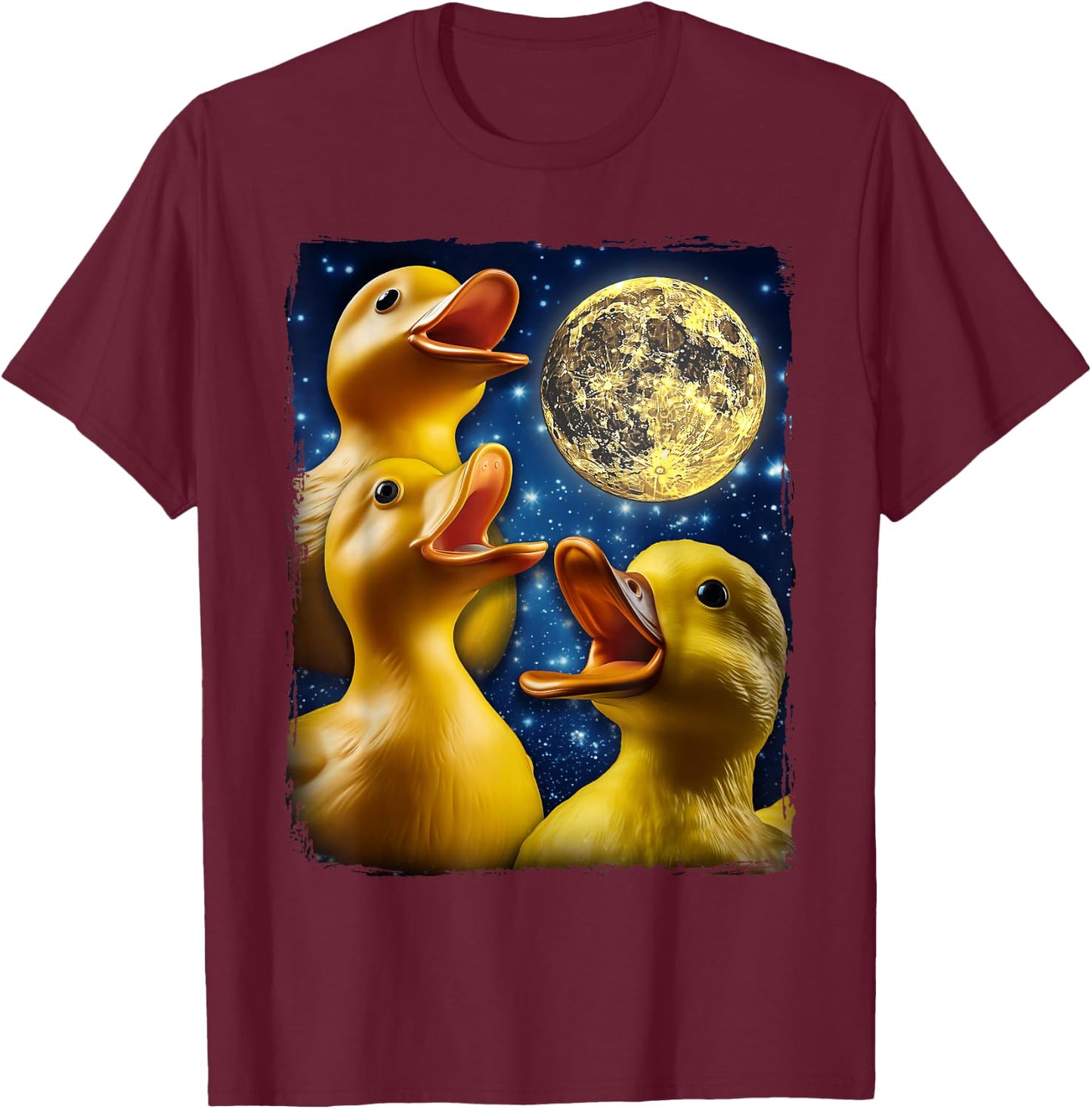 Rubber Duck Howling Moon T-Shirt - T-Shirt | Maroon