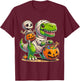 Halloween Funny T Rex Dinosaur Mummy Boys Trick Treat T-Shirt - T-Shirt | Maroon