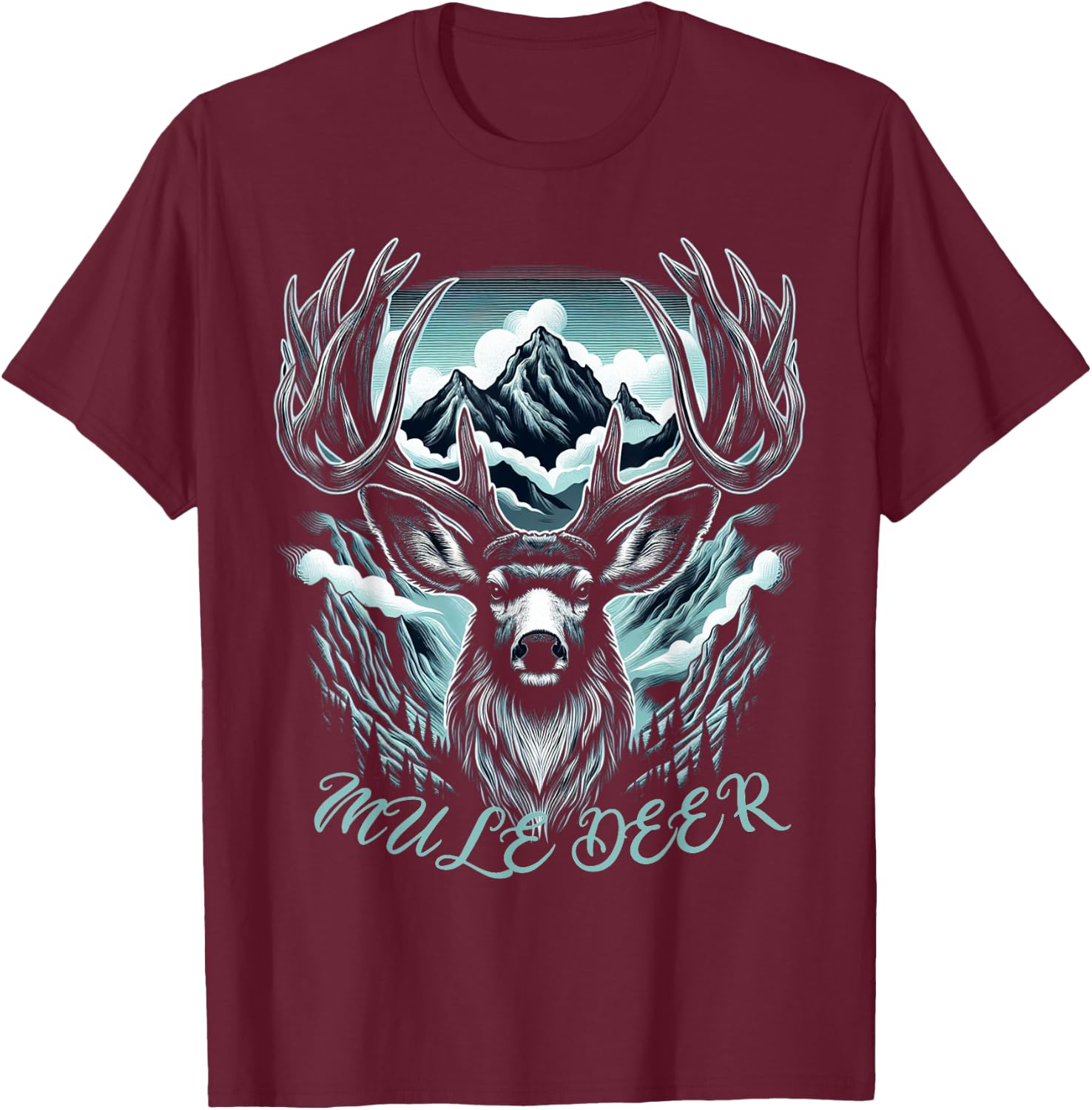 Muledeer Hunter Hunting Novelty Men Women Mule Deer Hunting T-Shirt - T-Shirt | Maroon