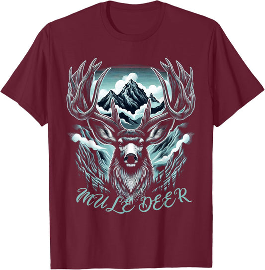 Muledeer Hunter Hunting Novelty Men Women Mule Deer Hunting T-Shirt - T-Shirt | Maroon
