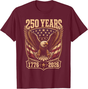 250th Anniversary USA 2026 American Flag Patriotic Eagle T-Shirt - T-Shirt | Maroon
