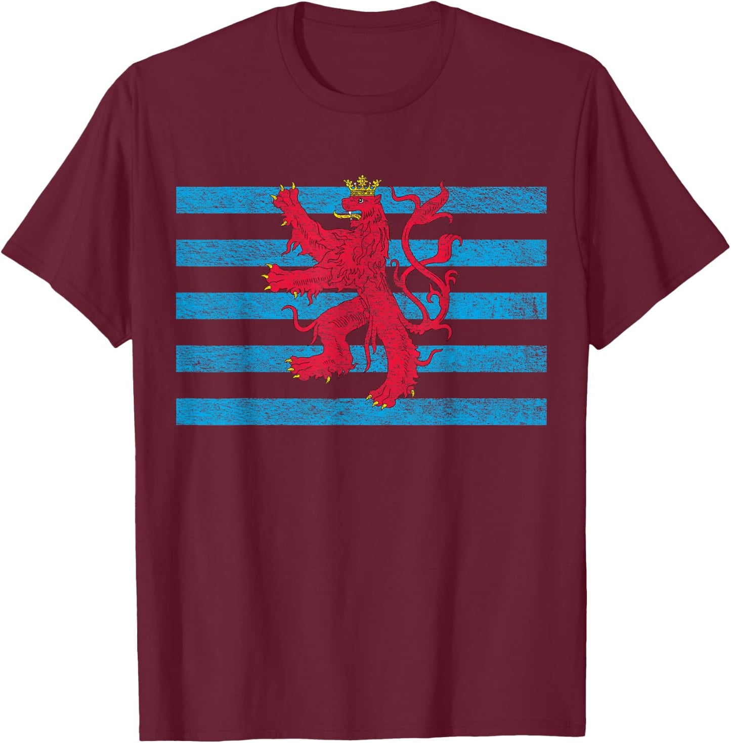 Luxembourg Flag Red Lion Ensign Version T-Shirt - T-Shirt | Maroon