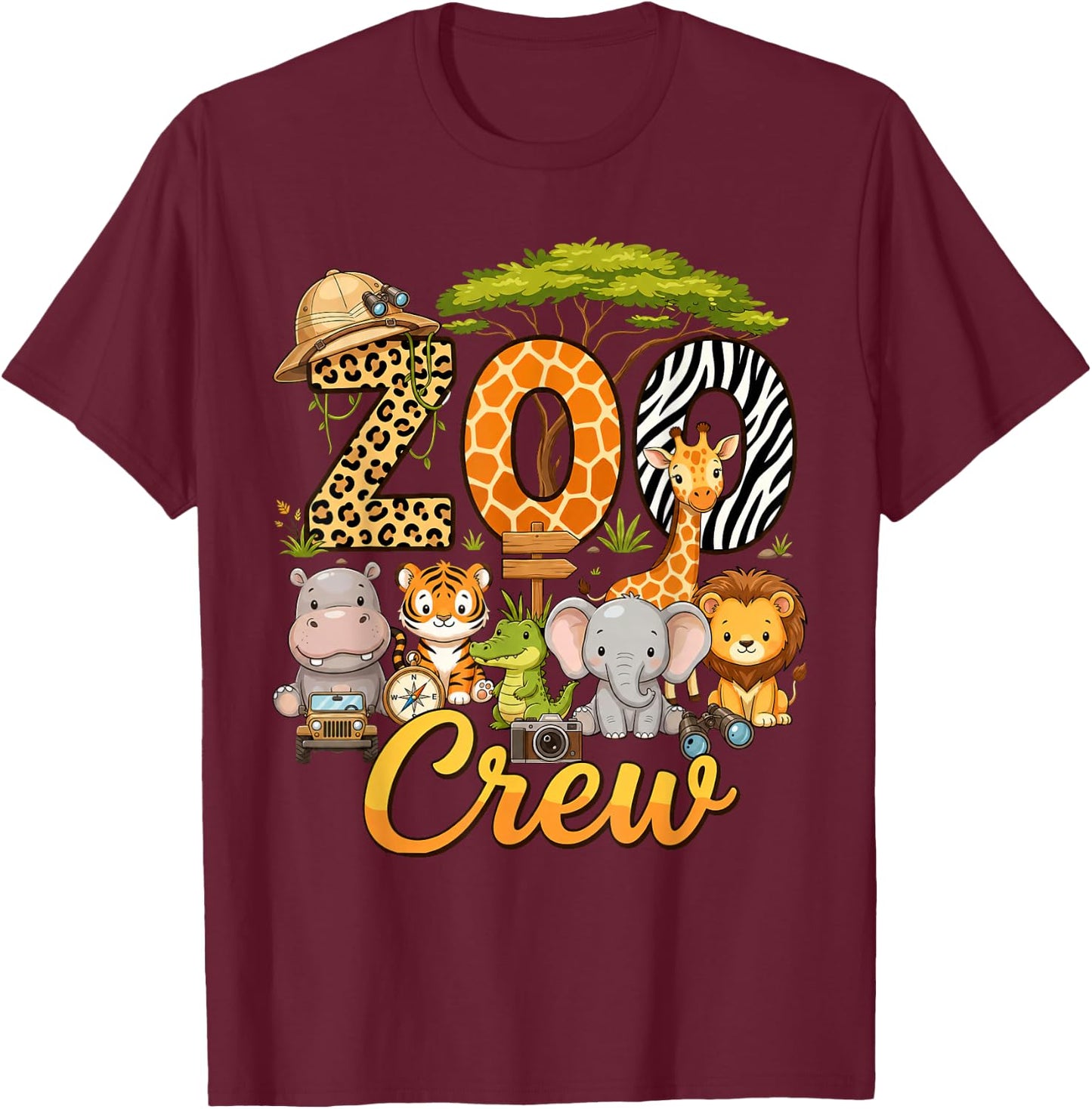 Zoo Crew Safari Animals Wildlife Animal Wild Field Trip T-Shirt - T-Shirt | Maroon