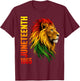 Juneteenth Lion Black African June 19th Men Women Kids T-Shirt - T-Shirt | Maroon