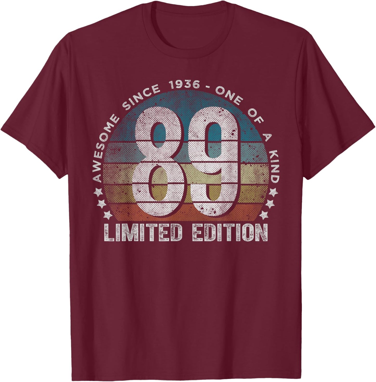 89 Year Old Gifts Vintage 1936 Limited Edition 89th Birthday T-Shirt - T-Shirt | Maroon