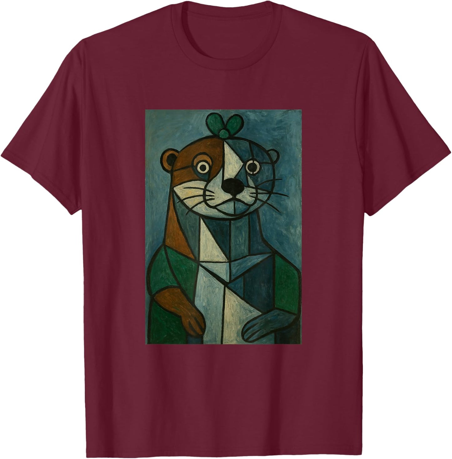 Art - Picasso Otter T-Shirt - T-Shirt | Maroon
