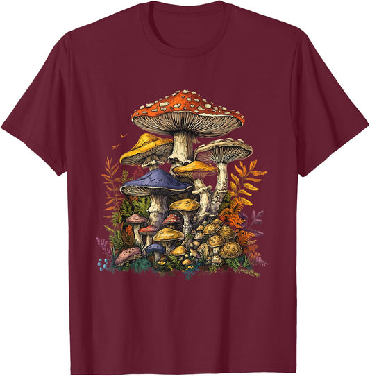 Mushroom Motif for Mushroom Lovers Mushroom Lovers Mushroom Colle, black T-Shirt - T-Shirt | Maroon