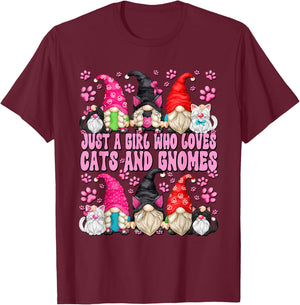 Cat Owner Must Haves For Girls Who Loves Cats And Gnomes T-Shirt - T-Shirt | Maroon