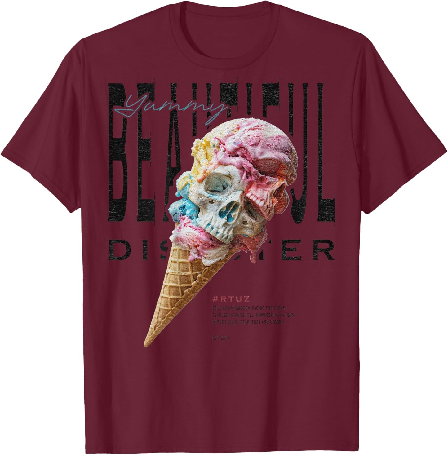Urban Hip Hop Y2K Vintage Retro Backprint Streetwear EIS T-Shirt - T-Shirt | Maroon