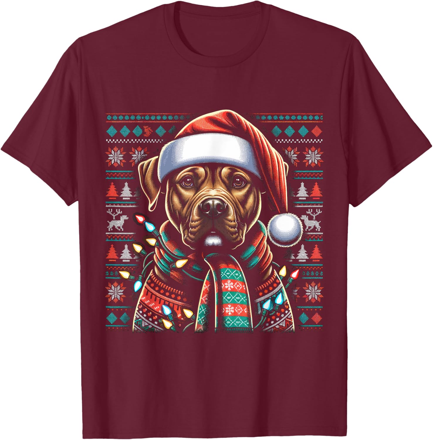 Christmas Pit bull Xmas Pit Bull Mom Dog Lover Santa T-Shirt - T-Shirt | Maroon