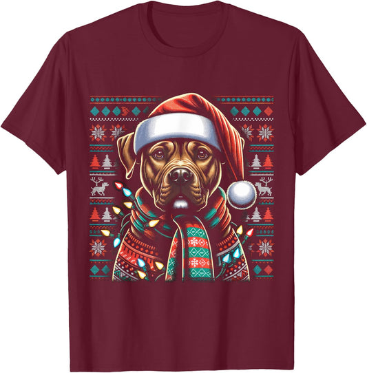 Christmas Pit bull Xmas Pit Bull Mom Dog Lover Santa T-Shirt - T-Shirt | Maroon