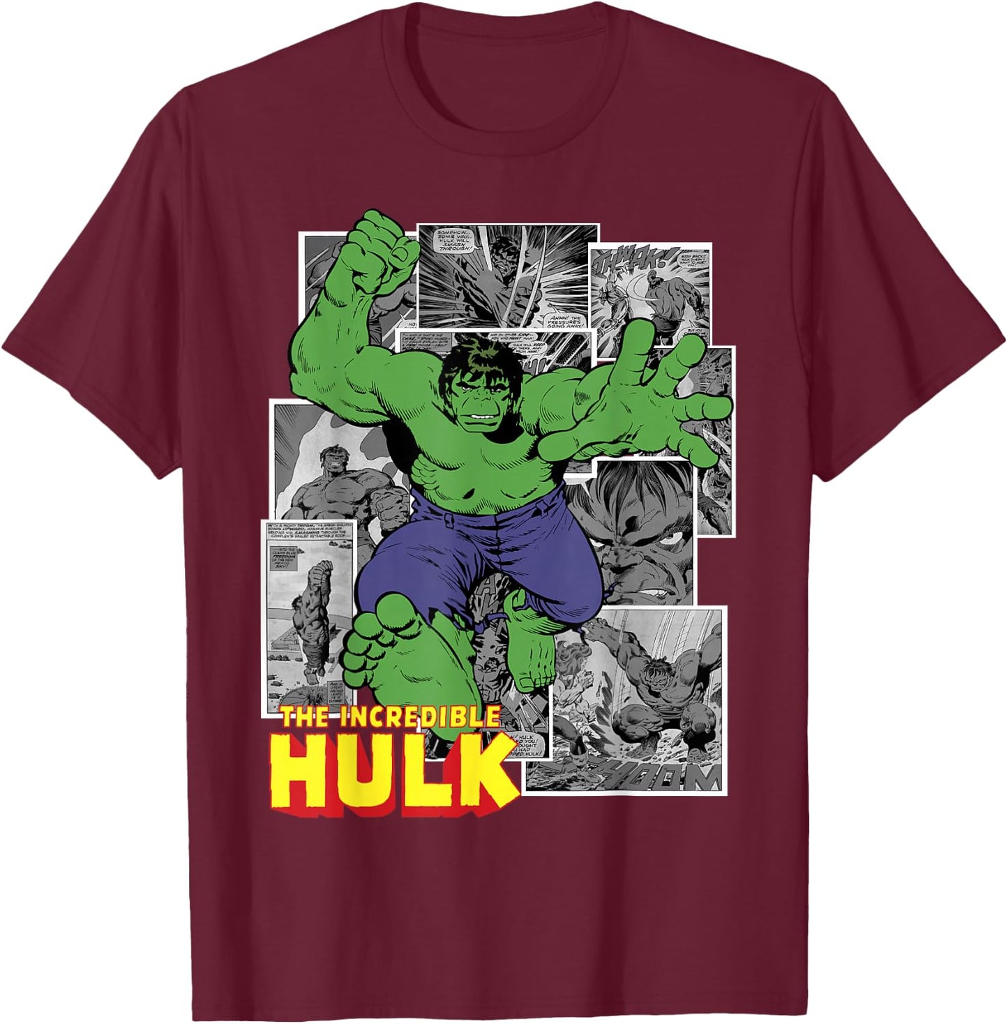 Marvel Avengers The Incredible Hulk Comic Panel Portrait Small T-Shirt - T-Shirt | Maroon