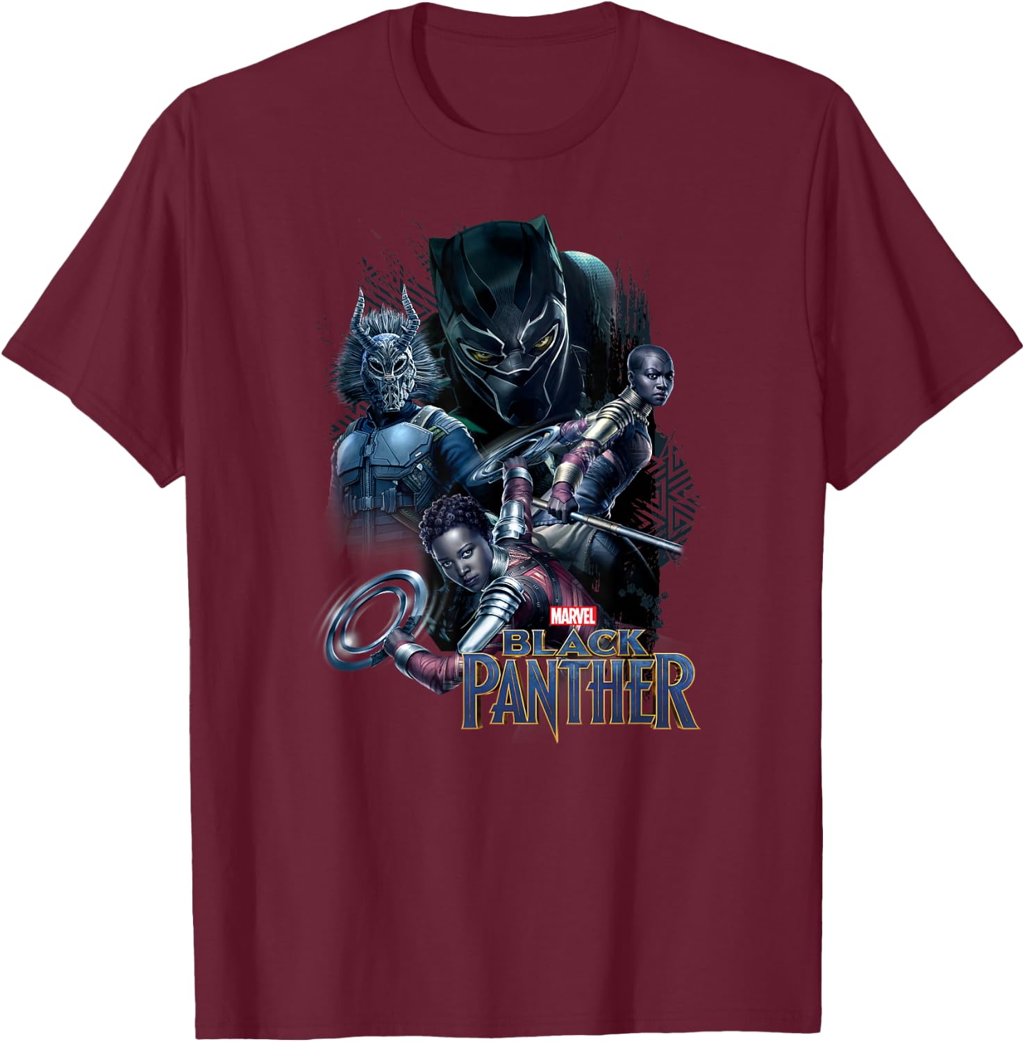 Marvel Black Panther Movie Warrior Poses Graphic T-Shirt - T-Shirt | Maroon