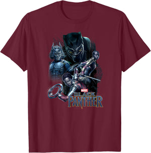 Marvel Black Panther Movie Warrior Poses Graphic T-Shirt - T-Shirt | Maroon