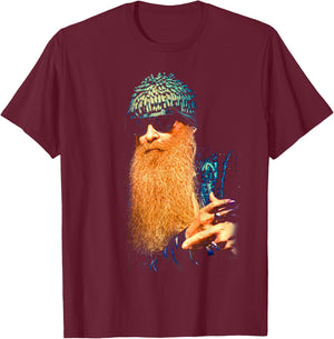 ZZ Top Portrait Official Billy F Gibbons T-Shirt - T-Shirt | Maroon