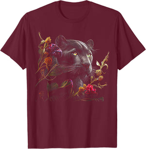 Panther Lover animal Big Cat Panther Animal black T-Shirt - T-Shirt | Maroon