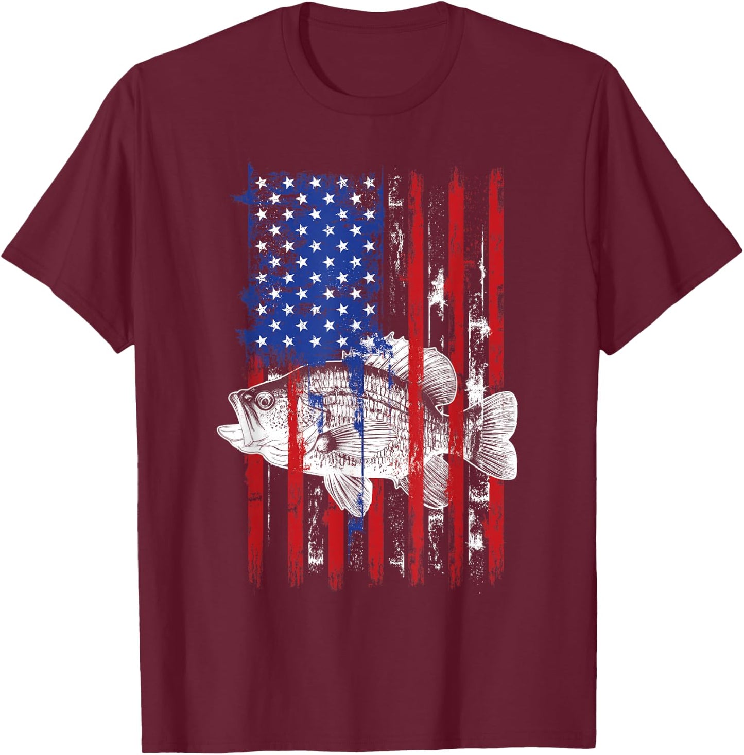 Crappie American Flag Fishing Flag Patriotic Fish Catcher T-Shirt - T-Shirt | Maroon