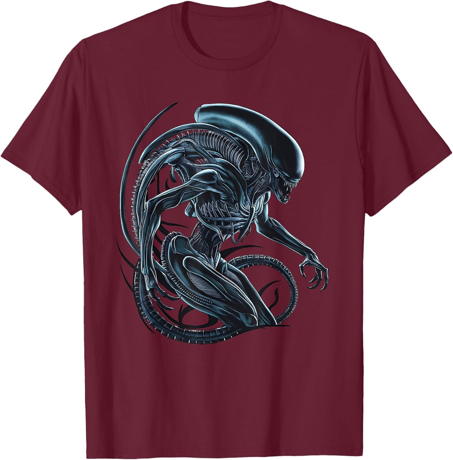 Alien Xenomorph Illustrated Poster T-Shirt - T-Shirt | Maroon