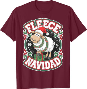 Funny Sheep Winter Christmas Fleece Navidad T-Shirt - T-Shirt | Maroon