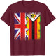 Zimbabwean Roots | Half British Flags | UK Zimbabwe Vintage T-Shirt - T-Shirt | Maroon