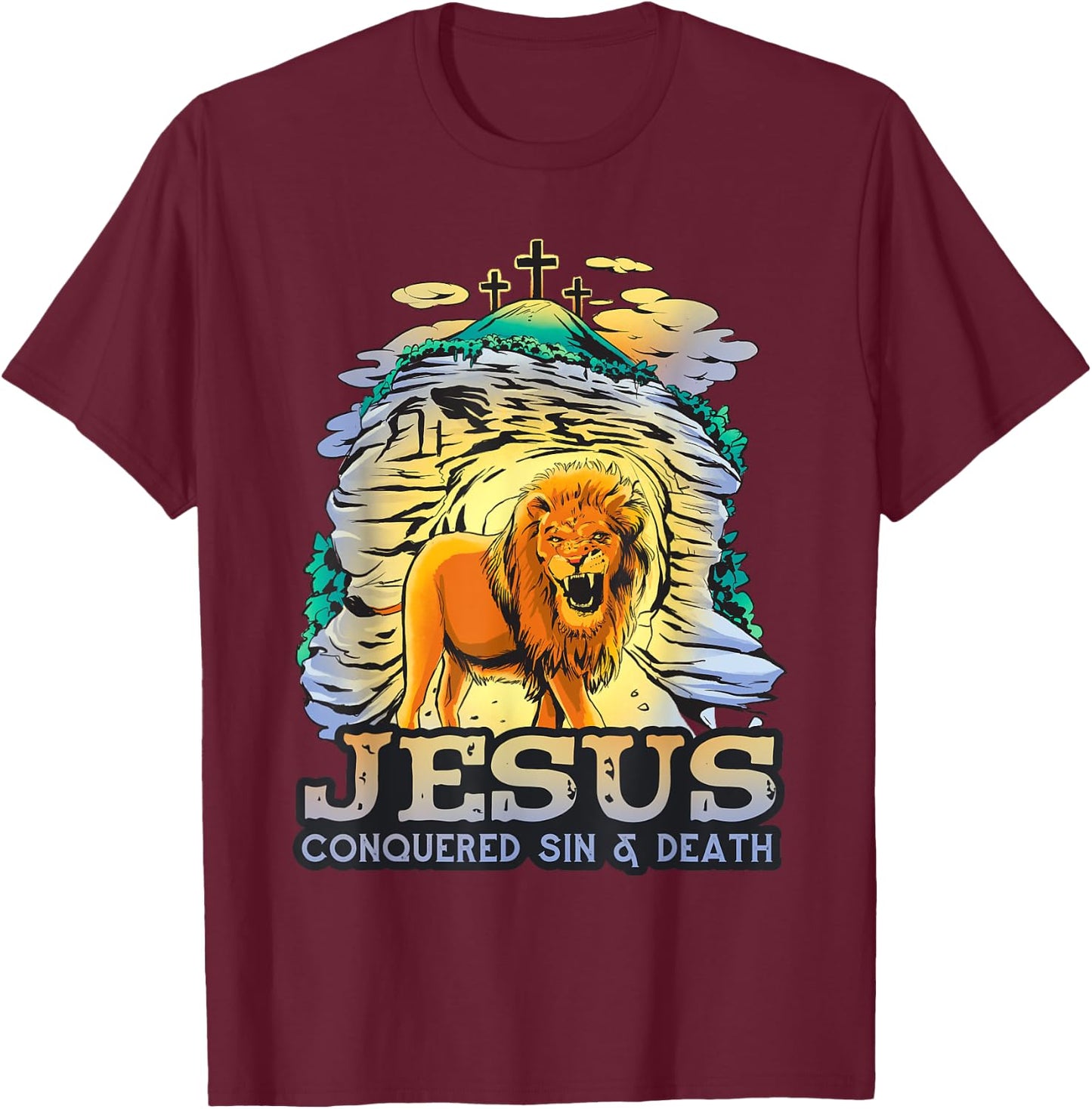 Jesus Conquered Sin and Death Powerful Symbolism of Victory T-Shirt - T-Shirt | Maroon